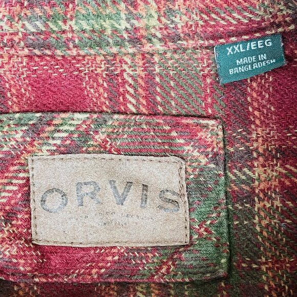 Orvis Big Bear Flannel Shacket Sz XXL Red Green Plaid Gorpcore Lumberjack Grunge - Picture 6 of 8